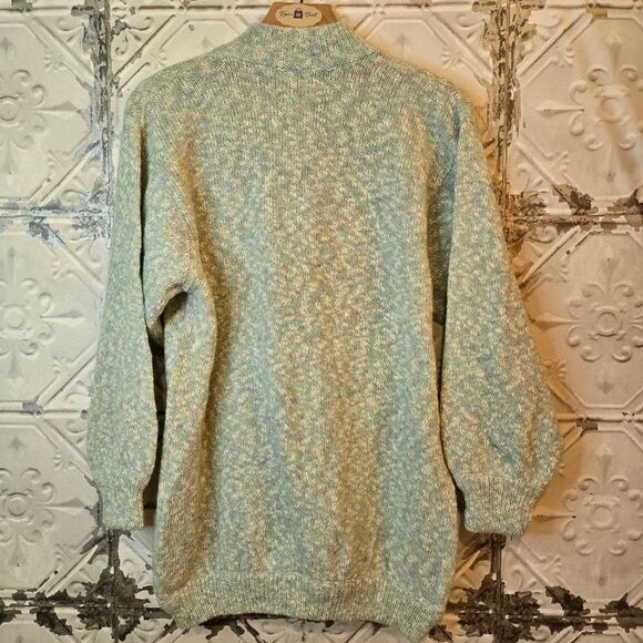 barrie shetland Green Wool/Cotton Blend Cardigan Size M Cozy Core Cabin Chic - Picture 2 of 12